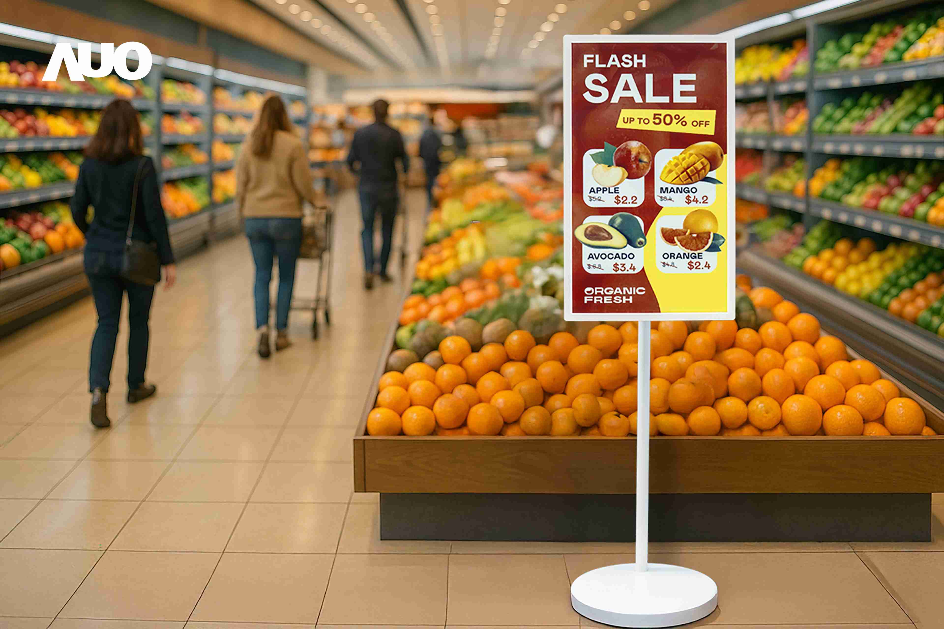 达擎首亮相低功耗、、全彩的〝aecoPost电子纸解决方案〞，，，，仅在更新画面时需要微量的电力驱动，，无需布建电线的便捷设计，，，使其可灵活应用、、、随意置放，，并可透过云端或行动装置app，，，轻松管理及排程广告内容，，，晋升店头营销利器。。。